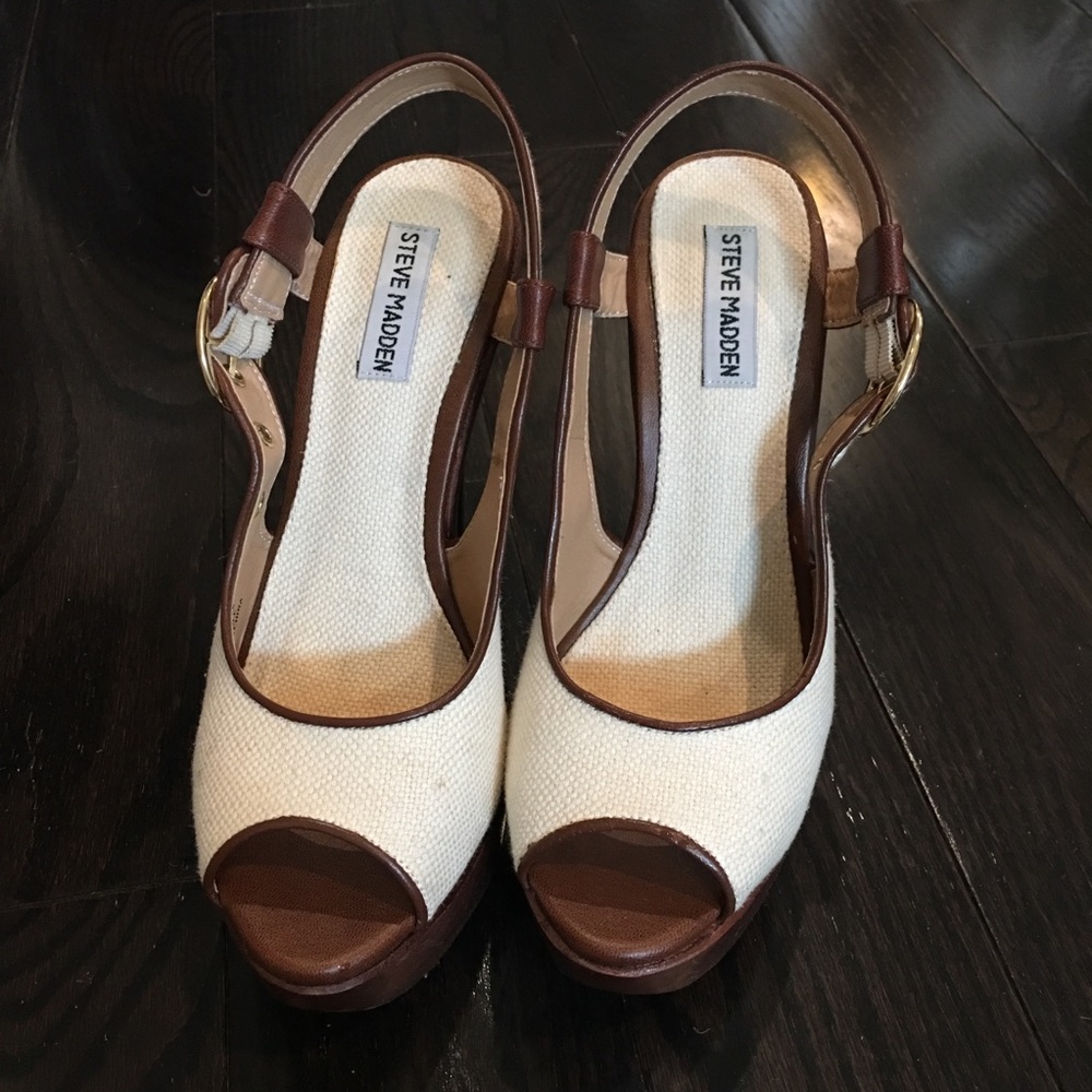 Steve Madden Linen platform sandals sz 7.5